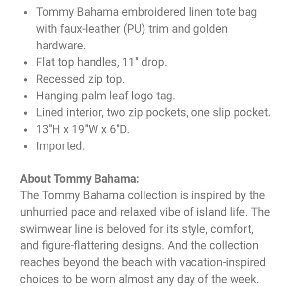 Tommy Bahama Palm Beach Linen Tote - Picture 4 of 8